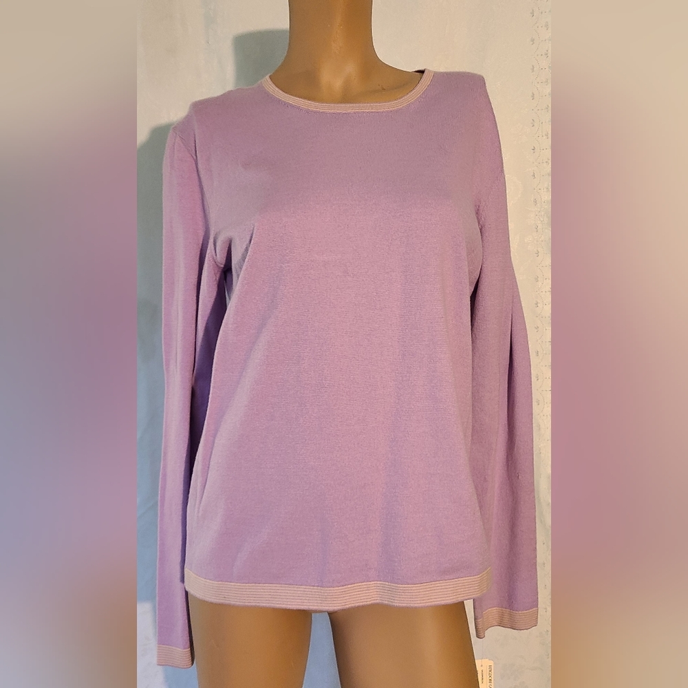 Giorgio Armani Women Lilac Long Sleeve T-Shirt with beige trim